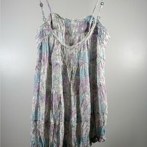 Free People Light Floral Tiered Camisole Onesie - Pastel Lavender & Blue